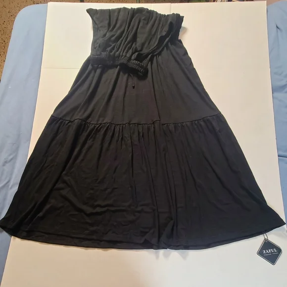 Zaful Black Sleeveless Comfy Layered Maxi Dress NWT Medium - Picture 11 of 11